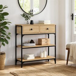 Engineered Wood Console Table with Metal Frame