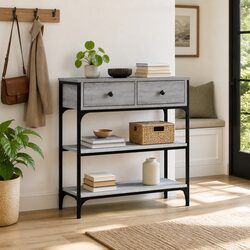 Grey Sonoma Console Table with Metal Frame Construction