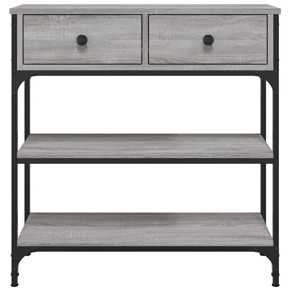 Console Table Engineered Wood Metal Frame Storage 72.5x25x75cm Grey Sonoma