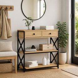 Engineered Wood Console Table with Storage Compartment
