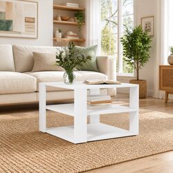 Engineered Wood White Coffee Table 58x58x40 cm