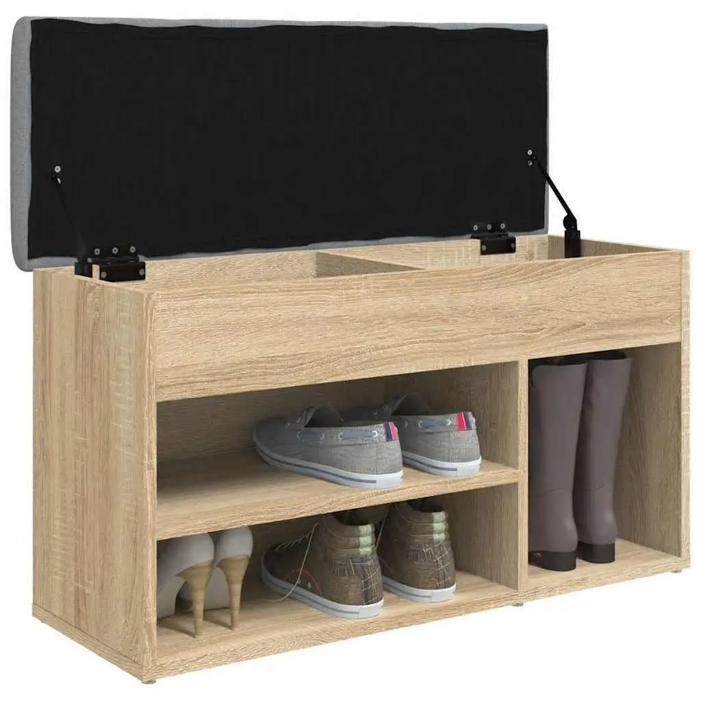 Shoe Bench Padded Seat Storage 82 x 32 x 45.5 cm Brown