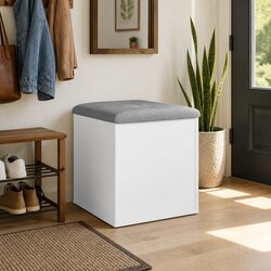 Engineered Wood Storage Bench 42x42x45 cm in White
