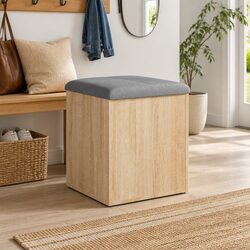 Sonoma Oak Storage Bench with Cushion 42x42x45 cm