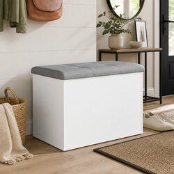 Engineered Wood Storage Bench with Cushion Lid