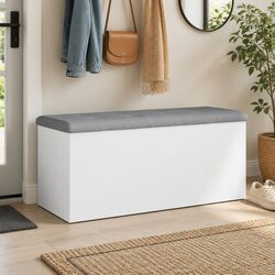 Engineered Wood Storage Bench 102x42x45 cm in White