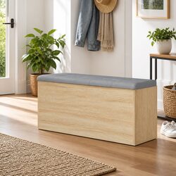 Engineered Wood Shoe Organiser Bench with Padded Cushion