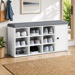 Engineered Wood Shoe Storage Bench, White Finish