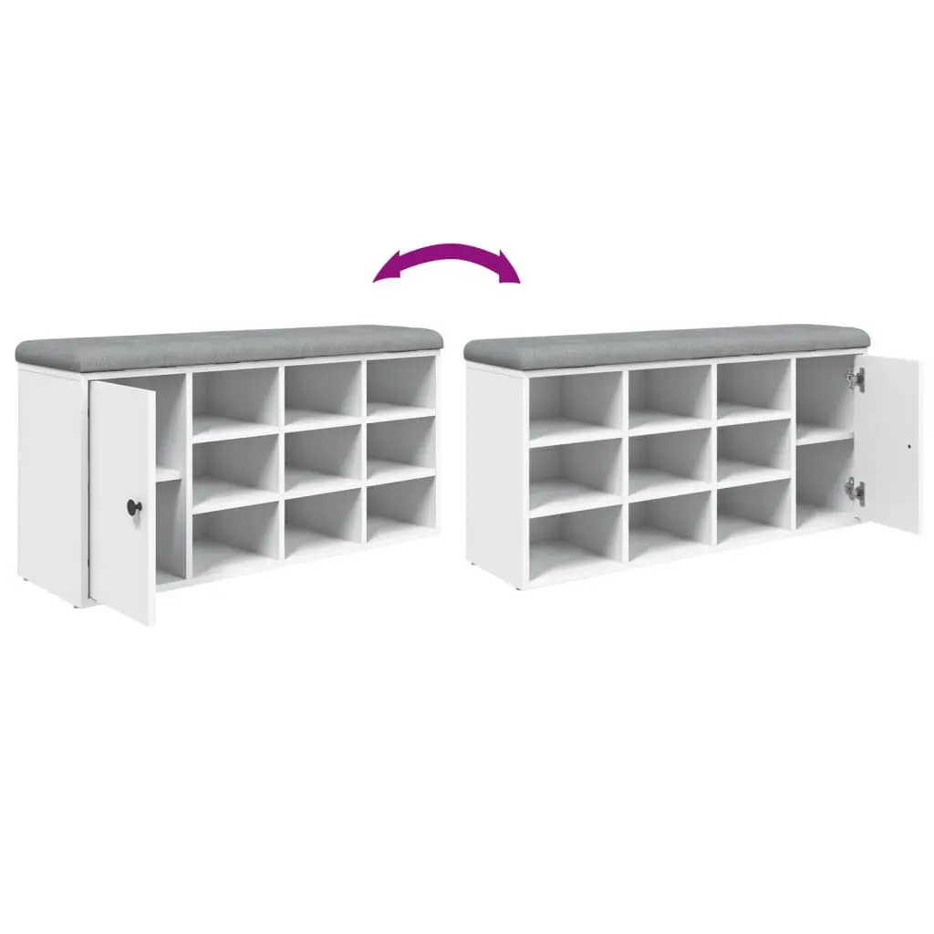 Shoe Bench Padded Seat White Storage Organiser Furniture