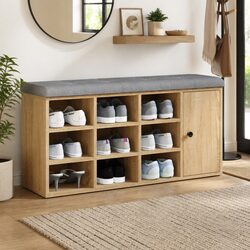 Engineered Wood Shoe Bench Organizer in Sonoma Oak