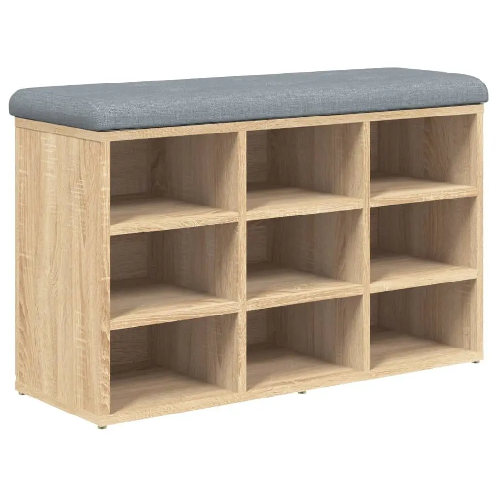Shoe Bench Padded Seat Engineered Wood Brown 82x32x50cm