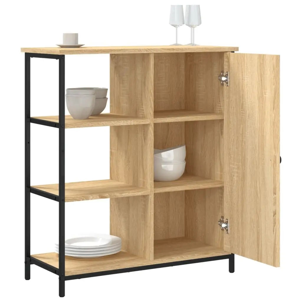 Sideboard Storage Cabinet Adjustable Feet Brown Engineered Wood 70W x 30D x 80H cm
