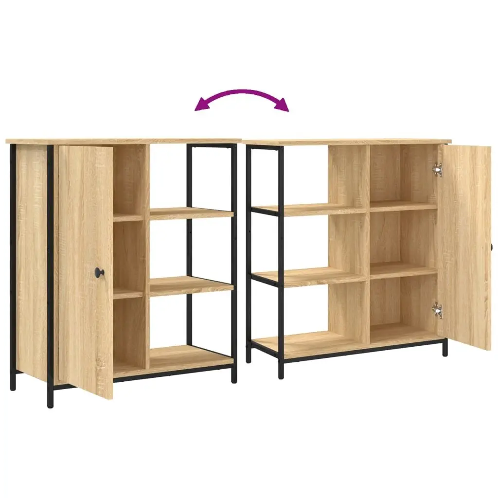 Sideboard Storage Cabinet Adjustable Feet Brown Engineered Wood 70W x 30D x 80H cm