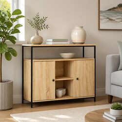 Engineered Wood Storage Cabinet Sideboard in Brown
