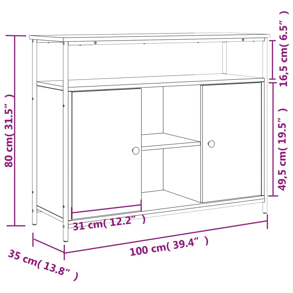 Sideboard Engineered Wood Storage Cabinet Ample Space Brown