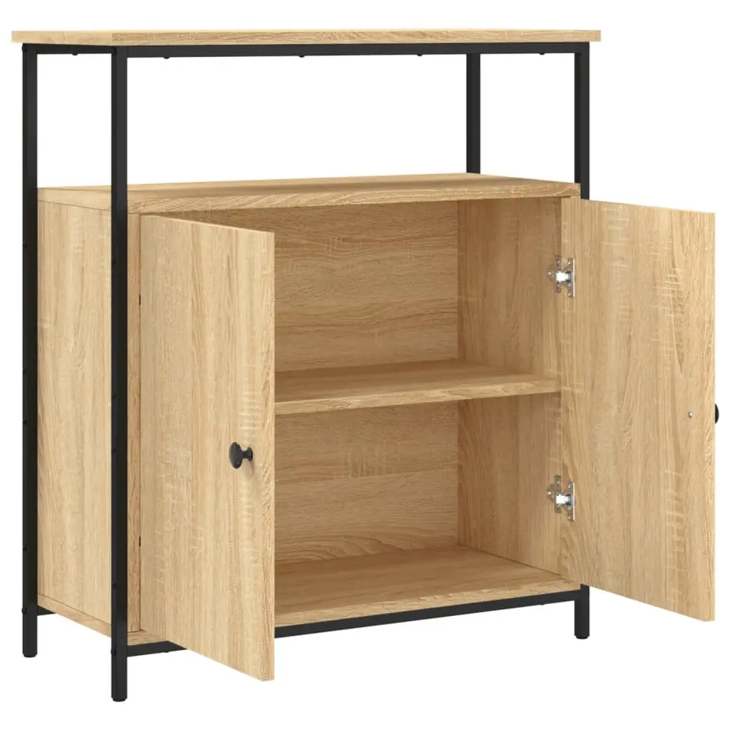 Engineered Wood Sideboard Cabinet Sturdy Brown 70W x 30D x 80H cm Storage Buffet Display Furniture