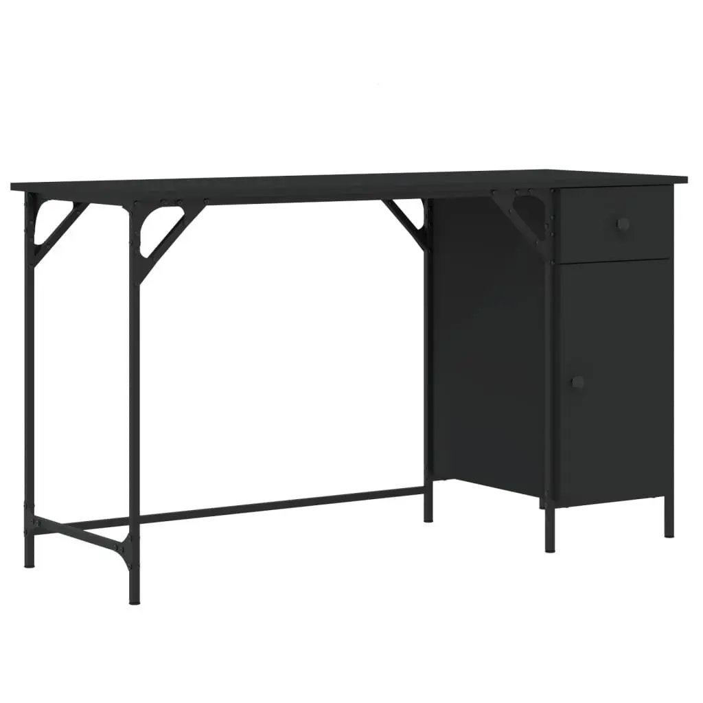 Computer Desk Storage Black 131x48x75 cm Home Office Workspace
