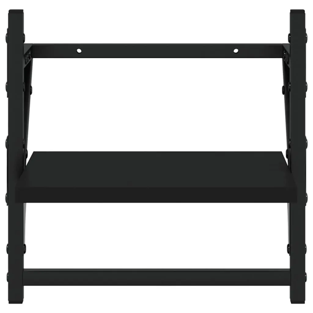 Floating Shelf Set Black Wall-Mounted Organiser 6 Piece
