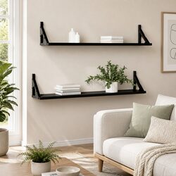 Wall Mounted Floating Shelves 2 pcs Black 80x15x15.5 cm