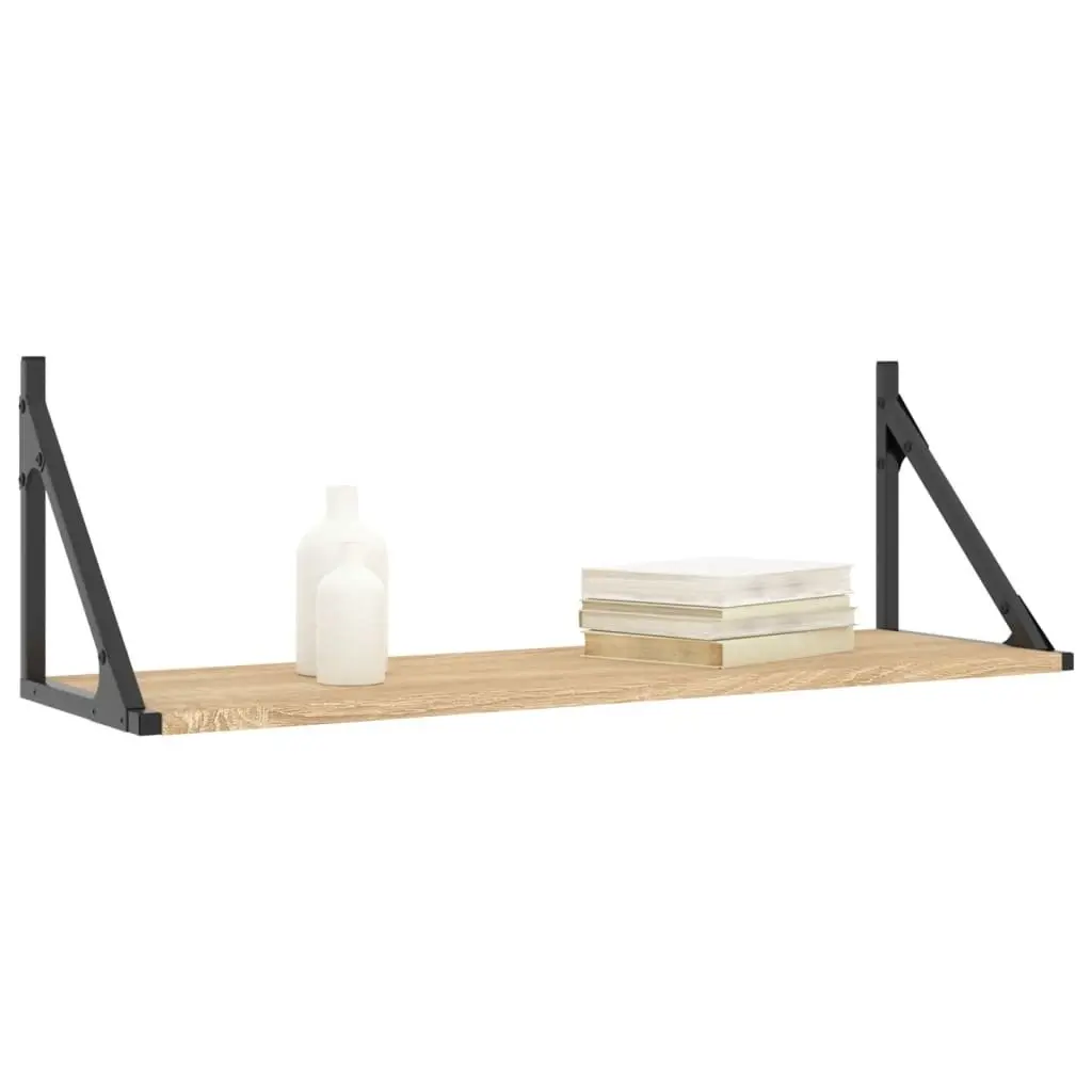 Wall Shelves Floating Storage Organiser 2 Pieces Brown Sonoma Oak