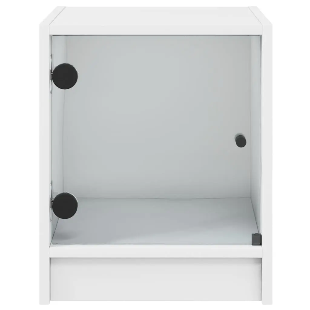Bedside Cabinets with Glass Doors 2 pcs White Bedroom Storage Furniture