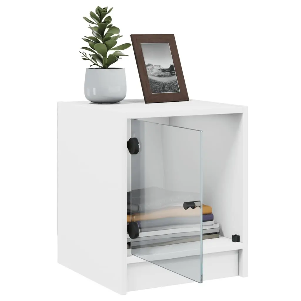Bedside Cabinets with Glass Doors 2 pcs White Bedroom Storage Furniture