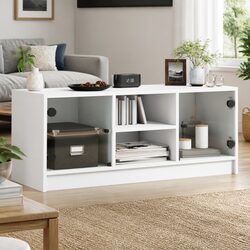 TV Cabinet with Glass Doors for Media Storage 102x37x42 cm