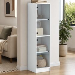 White Engineered Wood Highboard Storage Cabinet 35x37x142cm