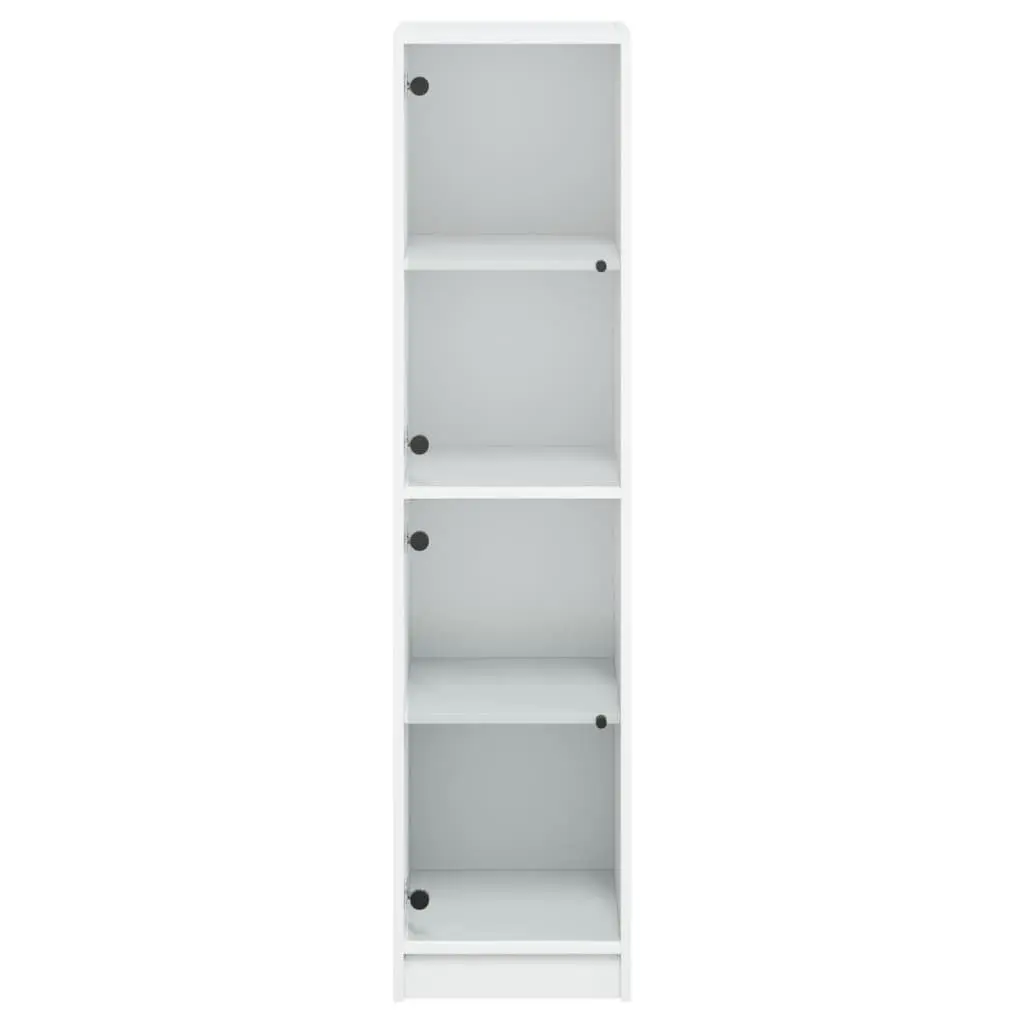 White Highboard Cabinet with Glass Doors Storage Unit 35x37x142cm Engineered Wood