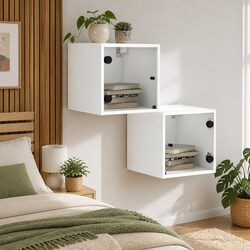 Engineered Wood Bedside Cabinet Wall-Mounted Storage 35x37x35cm