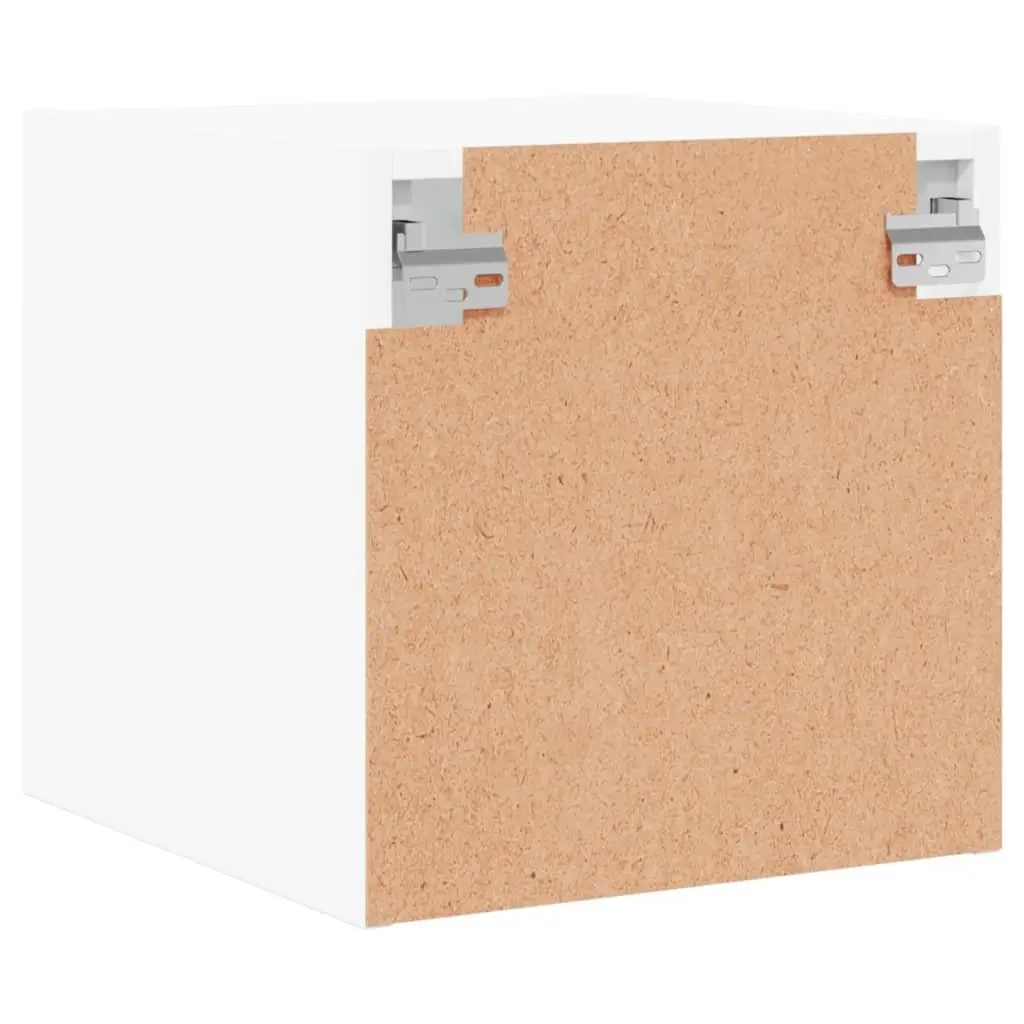 Wall-Mounted Bedside Cabinet White Glass Doors 35x37x35cm Storage Organiser 2 Piece