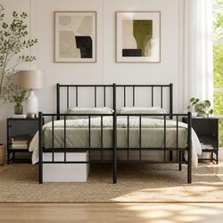 Black Bedside Cabinets with Glass Doors - Set of 2