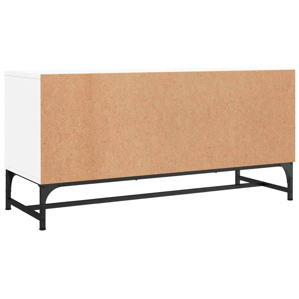 TV Cabinet White Glass Doors Spacious Storage Unit 102cm x 37cm x 50cm