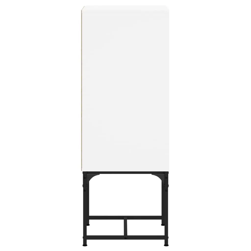 Side Cabinet Storage Cupboard Glass Doors White Engineered Wood 35W x 37D x 100H cm