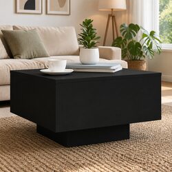 Black Engineered Wood Coffee Table with Versatile Use
