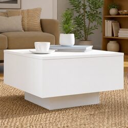 White Coffee Table with RGB LED Lighting Features