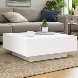 Coffee Table with Engineered Wood White Finish 80x80x31cm
