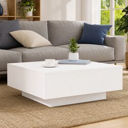 Contemporary White Coffee Table with RGB LED Lighting