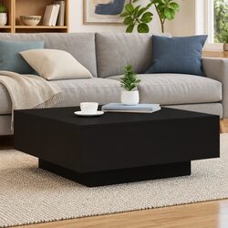 Black RGB LED Coffee Table with Engineered Wood Build