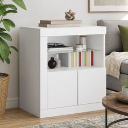 White Storage Cabinet with RGB LED Lighting
