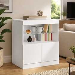 White Storage Sideboard Cabinet with RGB LED Lights