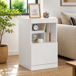 Functional White Storage Cabinet with RGB LED Lighting