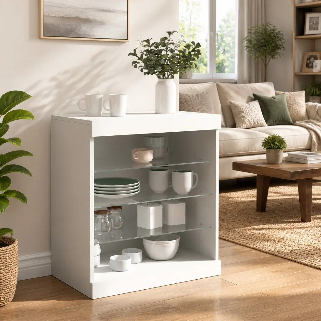 Sideboard Cabinet with RGB LED Lights Storage 60.5cm White