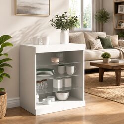 White Sideboard Cabinet with RGB LED Lighting 60.5x37x67cm