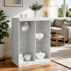 RGB LED White Sideboard Storage Cabinet, 81x37x100cm