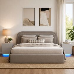 Two-Piece White Bedside Cabinet Set with LED Lighting