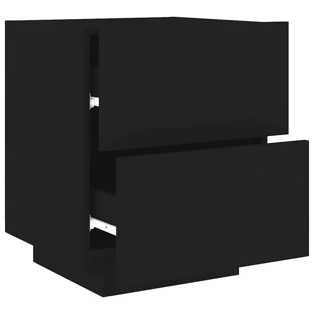 Bedside Cabinet with RGB LED Lights Storage Black 2 Drawers