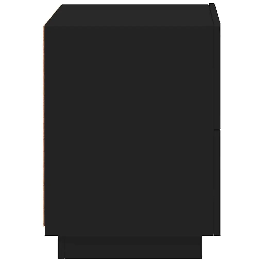 Bedside Cabinet with RGB LED Lights Storage Black 2 Drawers