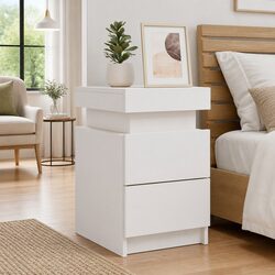 RGB LED Bedside Cabinet in White 35x39x55cm