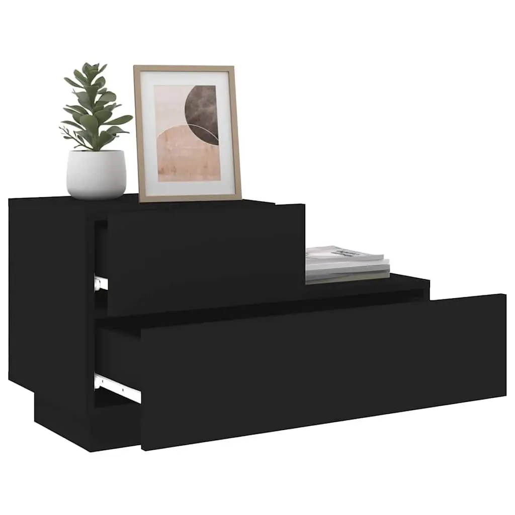 Bedside Cabinet with RGB LED Lights Storage Table Black 70x36x40.5cm